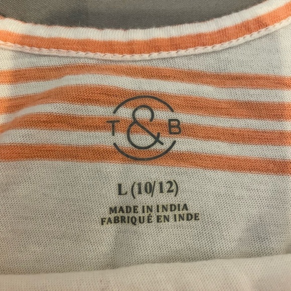 Treasure & Bond Girls Coral Striped Flowy Peplum Tank Top L - Picture 3 of 4